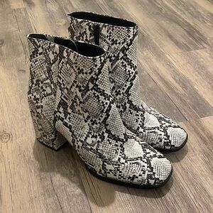 Mix No. 6 Snakeskin Ankle Boots - Black and White